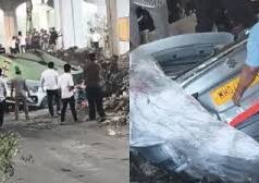 कंटेनर से कार पर गिरी 40 टन लोहे की प्लेट, ओवरटेक करते समय हुआ भयानक हादसा, देखें वीडियो