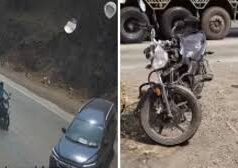 मुंबई-गोवा हाईवे : अचानक यू टर्न लेने के बाद बाइक सवार कार से टकराया